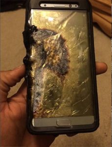 An exploded Galaxy Note 7